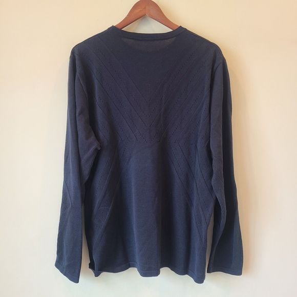 Bilancioni Mens Crewneck Pullover Sweater Sz 56 Navy Blue Nautical Made in Italy - Picture 6 of 9